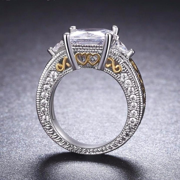 Princess Cut Gold Filigree Ring Image 4