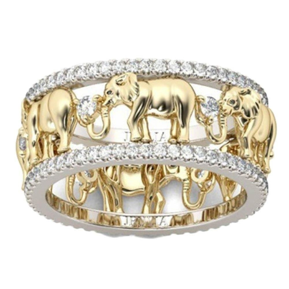 18K Gold Plated Elephant Ring Image 1