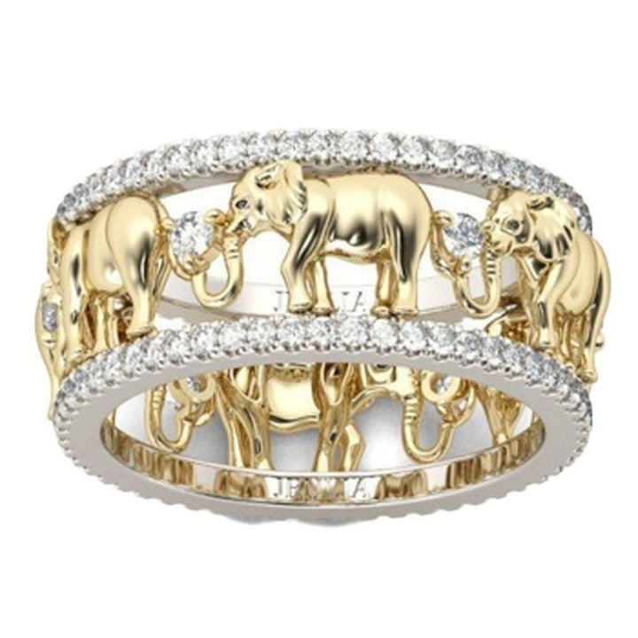 18K Gold Plated Elephant Ring Image 1