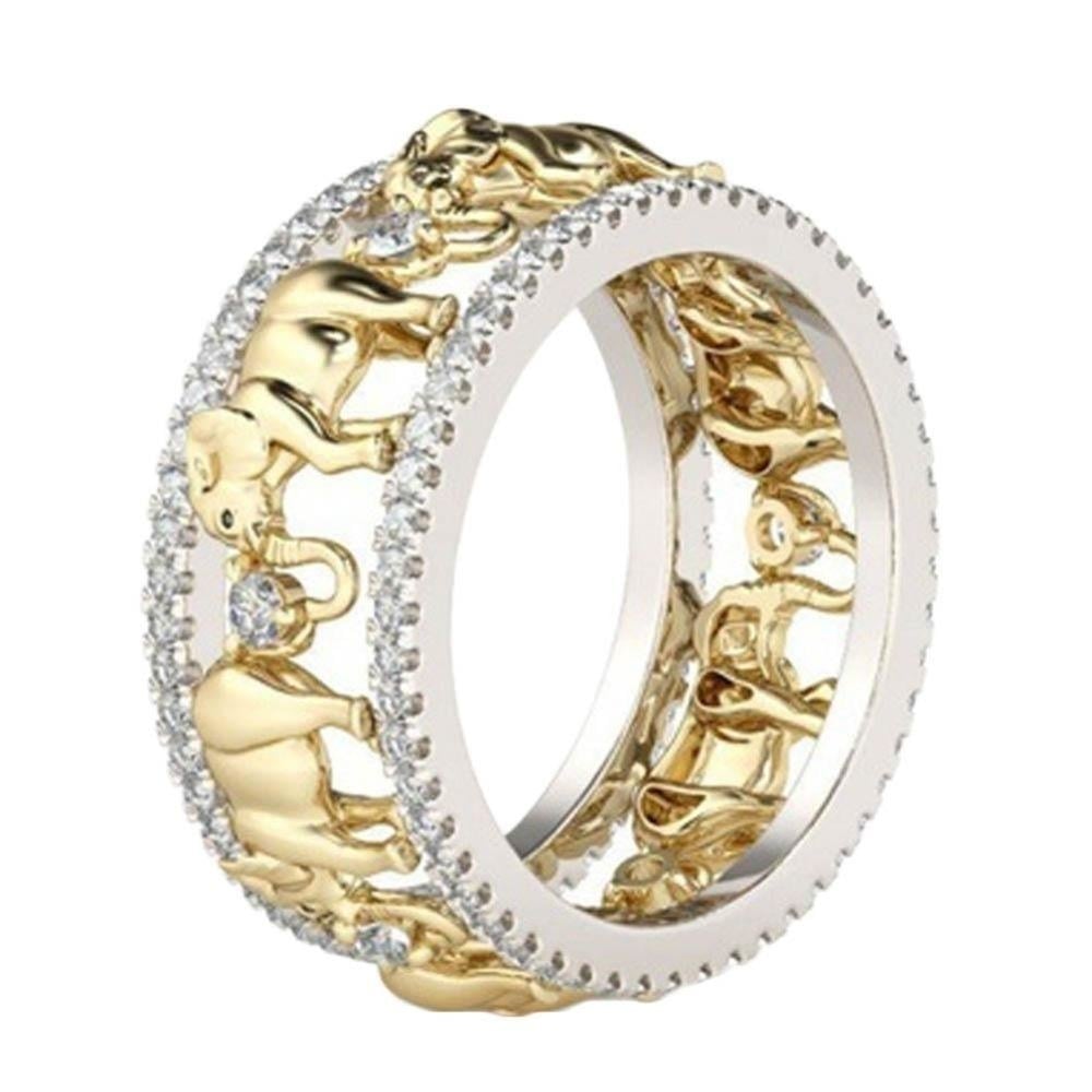 18K Gold Plated Elephant Ring Image 2