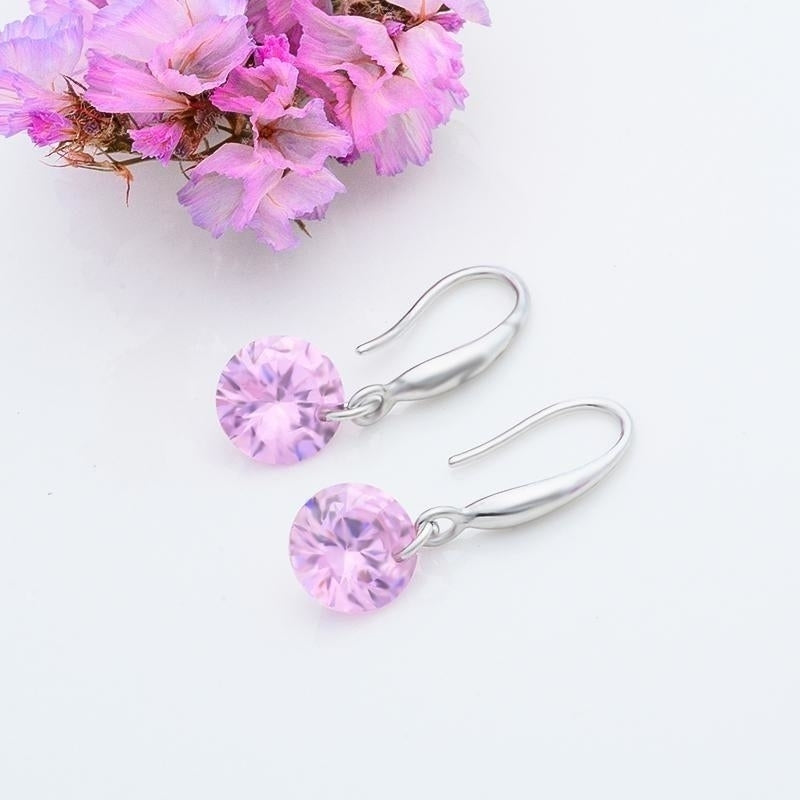 QCOOLJLY Fashion Sliver Earring For Women Austrian Crystal Top AAA Cubic Zirconia Drop Earrings Purple CZ Pendientes Image 4