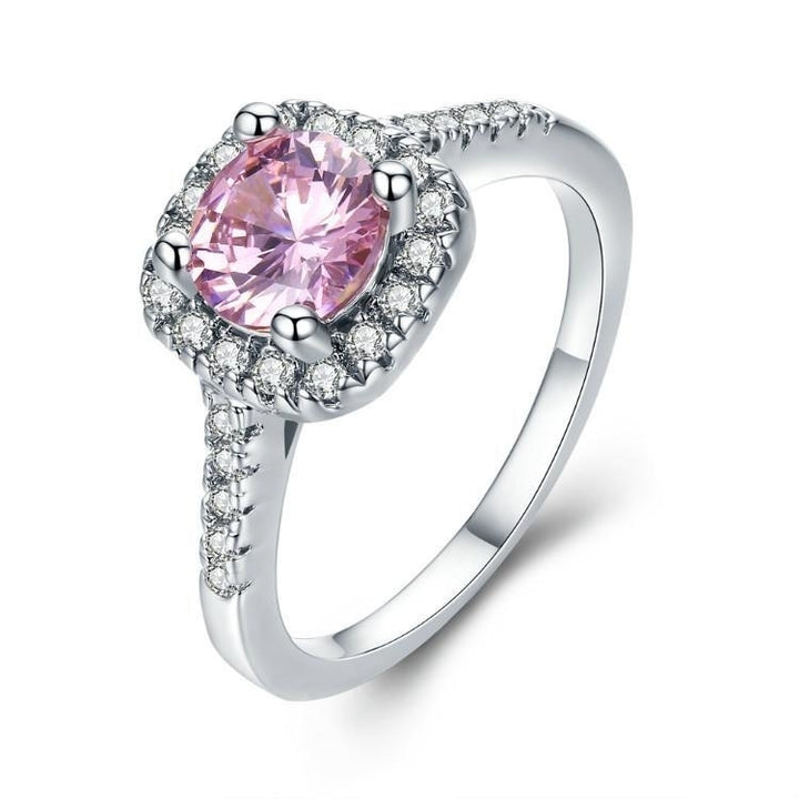 Romantic Cushion Cut White Gold Plated CZ Ring Image 2