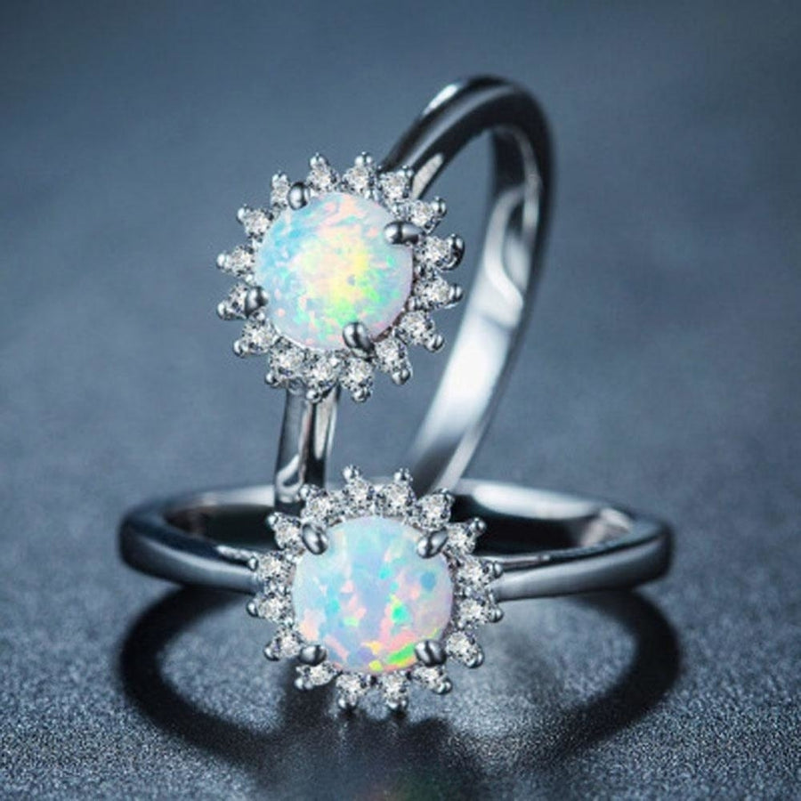 White Opal CZ Women Claw Inay Fashion Jewelry Opal Ring Size 5 6 7 8 9 10 Image 1