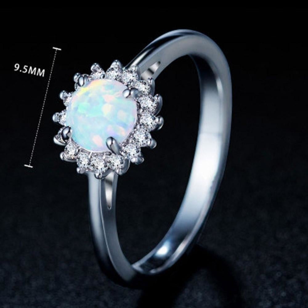 White Opal CZ Women Claw Inay Fashion Jewelry Opal Ring Size 5 6 7 8 9 10 Image 3