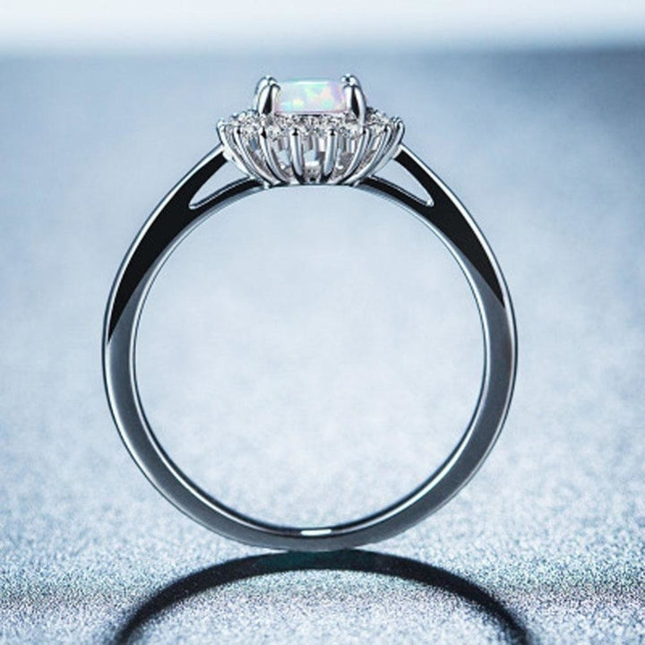 White Opal CZ Women Claw Inay Fashion Jewelry Opal Ring Size 5 6 7 8 9 10 Image 4