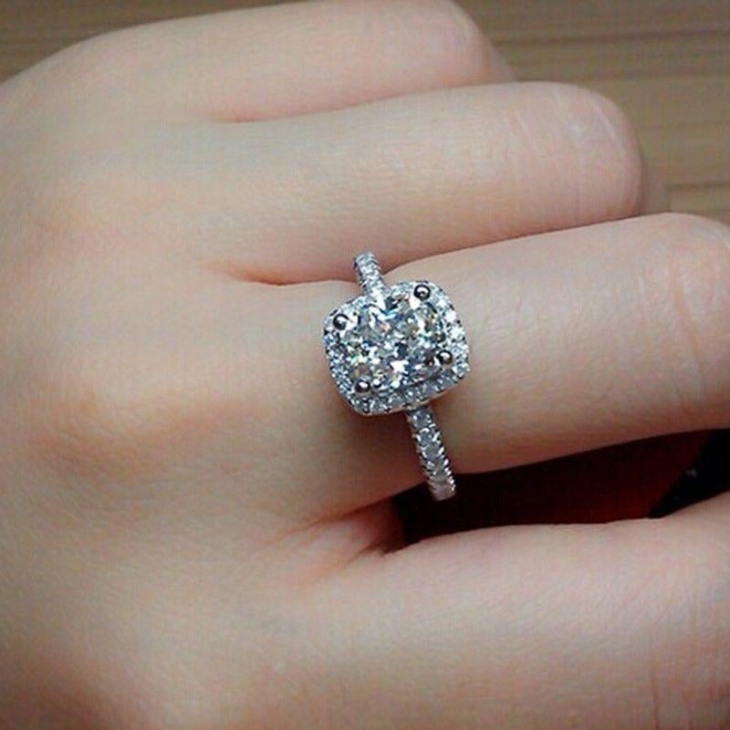 Women Diamonique Platinum plated Filled Wedding Luxury Engagement Ring Image 3