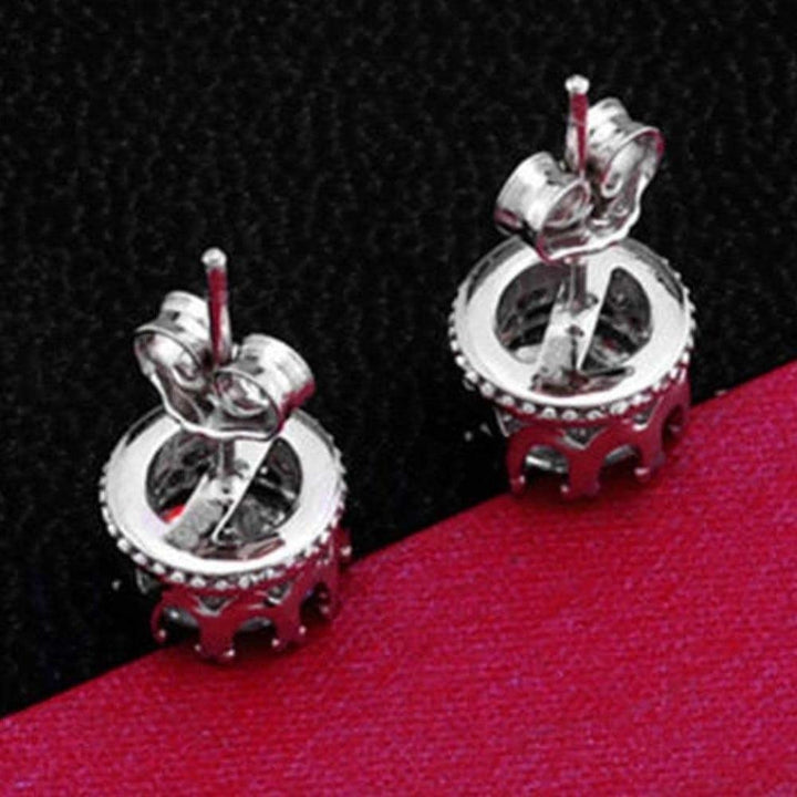 Women Earring 925 Sterling Silver Royal Ear Stud Earrings Jewelry Crystal Image 4