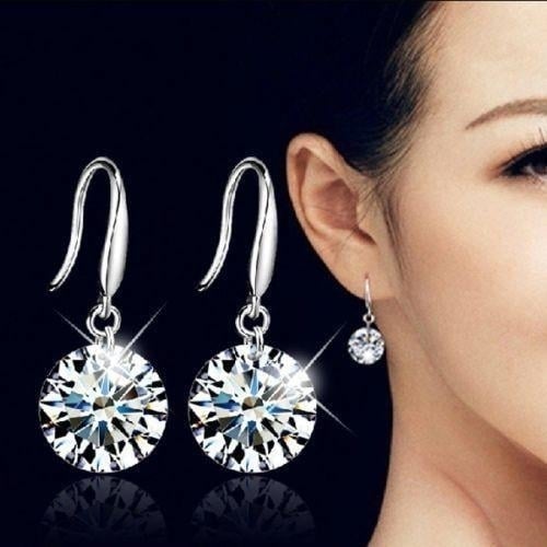 Women Fashion Jewelry 925 Sterling Silver Plated Hook Dangle Earrings Image 1