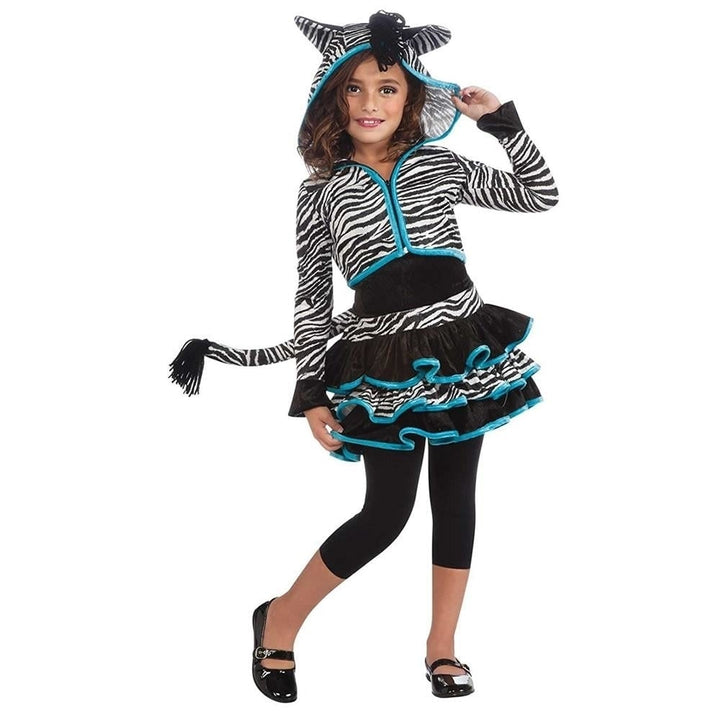 Rubies Drama Queens Zebra Print Hoodie Size S 4 6 Girls Costume Dress Outfit Image 1