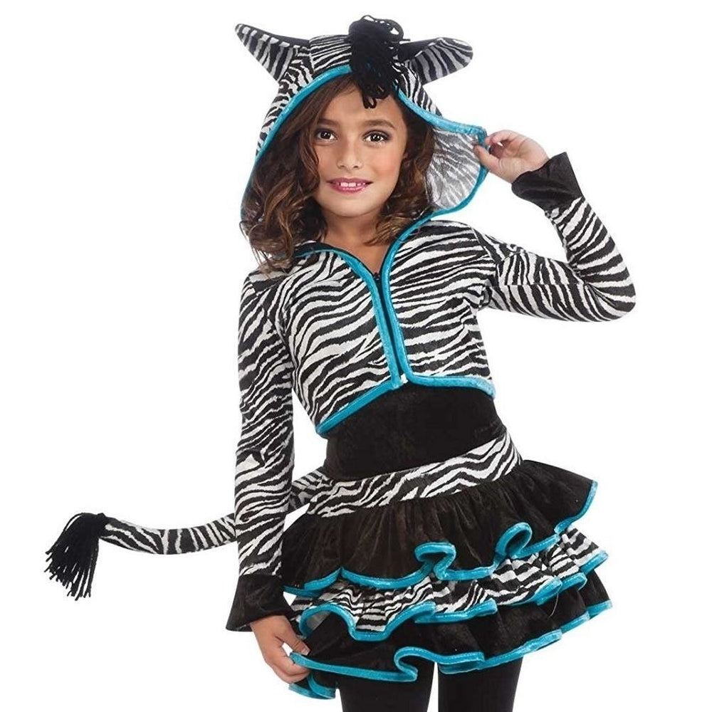 Rubies Drama Queens Zebra Print Hoodie Size S 4 6 Girls Costume Dress Outfit Image 2