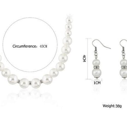Classic Imitation Pearl Silver Plated Elegant Pearl Jewelry Set Image 3