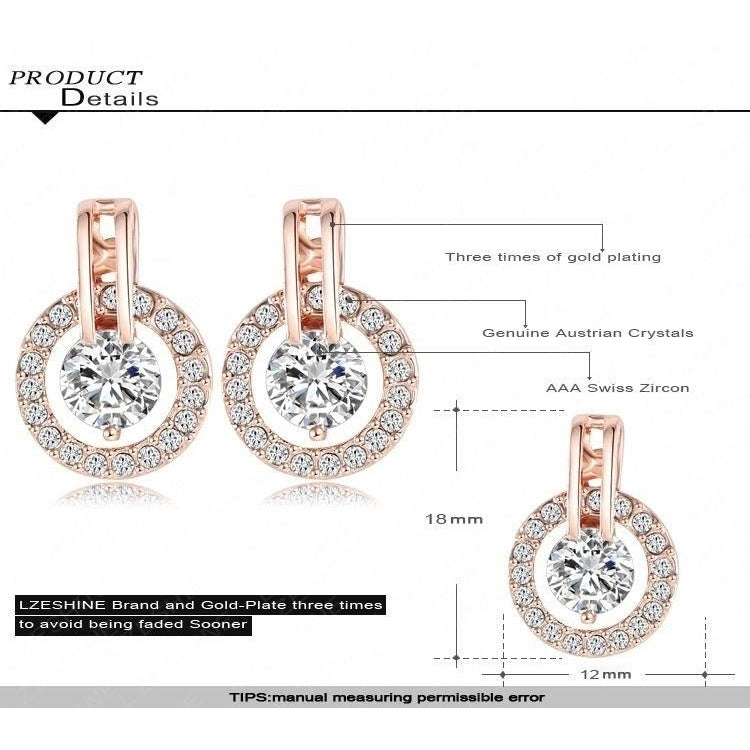 Classic Jewelry Set Rose Gold Color Austrian Crystal Necklace Pendant/Earring Set Image 3