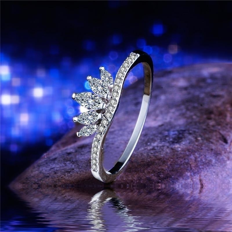 Classic White Gold Plated Crystal Ring Image 3