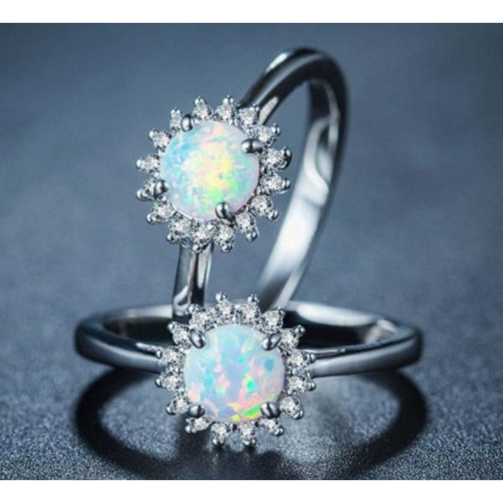 Opal White Gold Plated Crystal Ring Image 1
