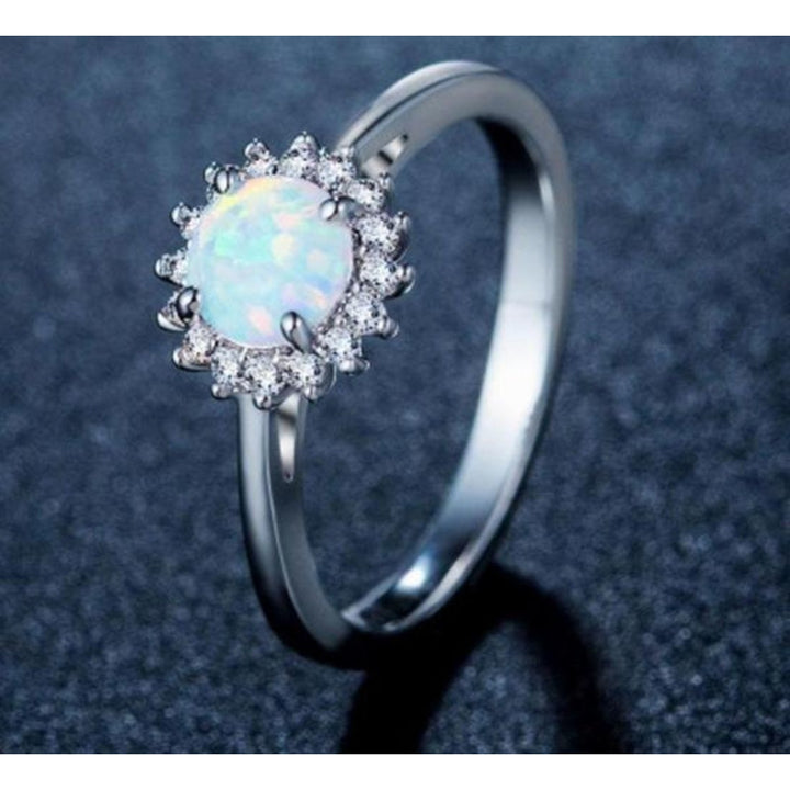 Opal White Gold Plated Crystal Ring Image 2