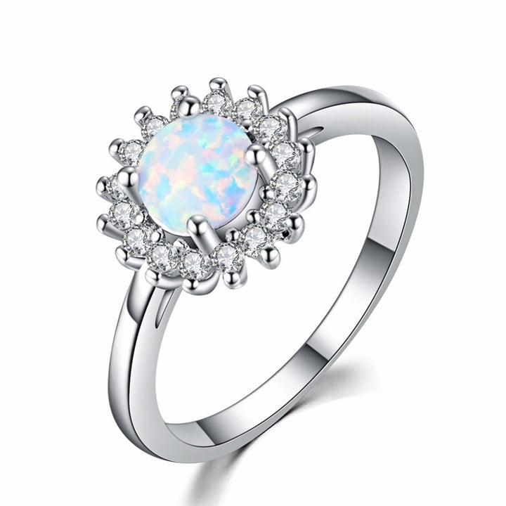 Opal White Gold Plated Crystal Ring Image 3