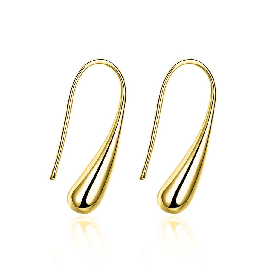 18K Yellow Gold Sterling Silver Water Drop Earrings Image 1