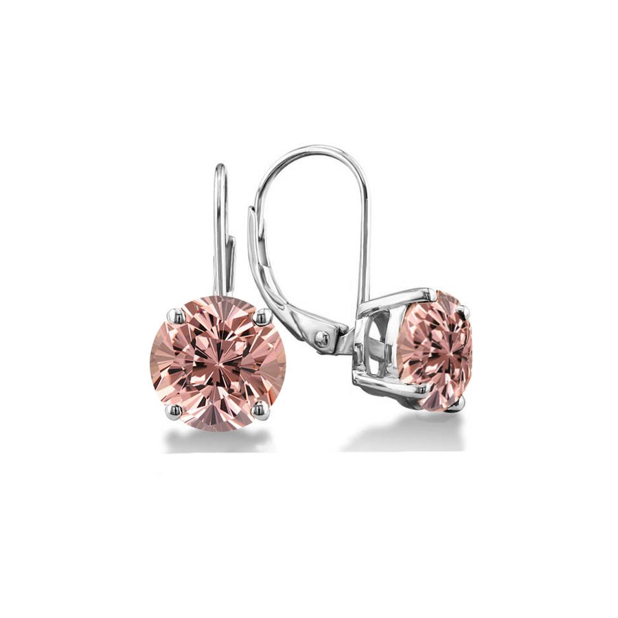 3.00 CTTW Morganite Round Cut Leverback Earrings Image 1