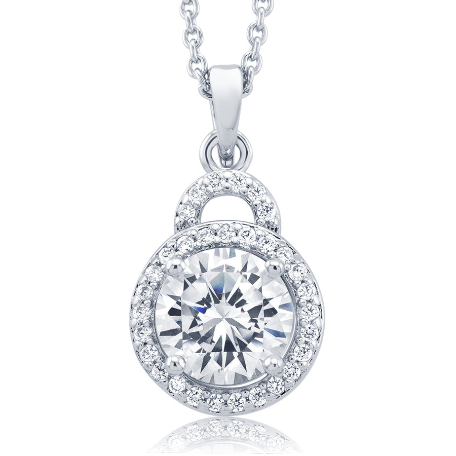 Cubic Zirconia Round Drop Necklace Image 1