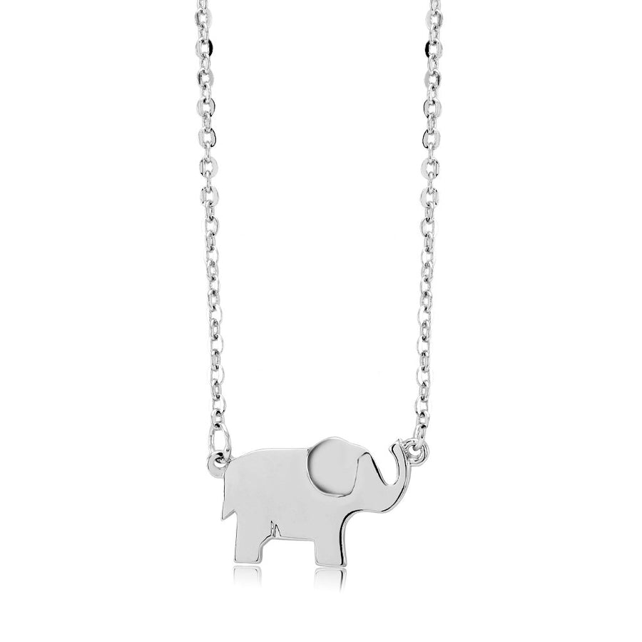 White Gold Elephant Drop Necklace Image 1