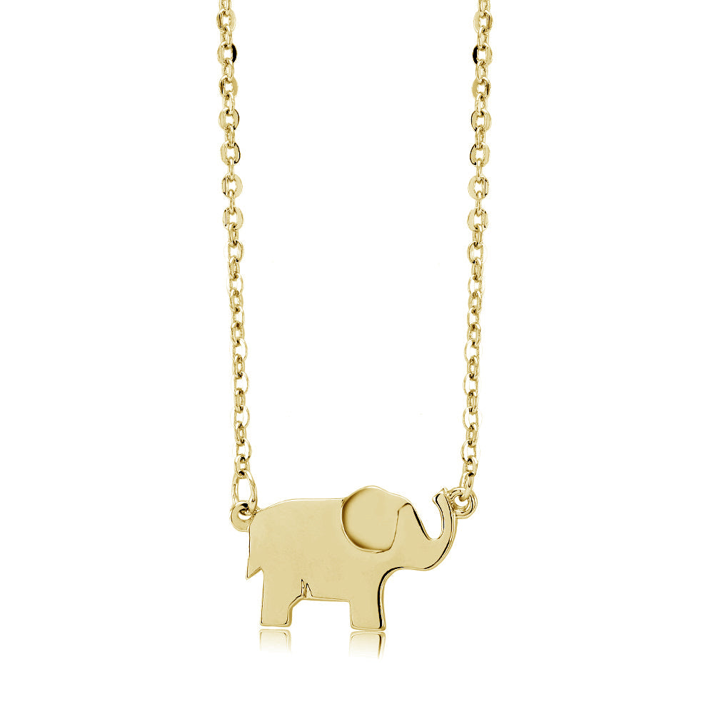 Yellow Gold Elephant Drop Necklace Image 1