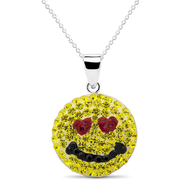 Crystal Round Heart Smiley Necklace Image 1