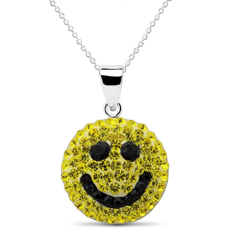 Crystal Round Smiley Necklace Image 1