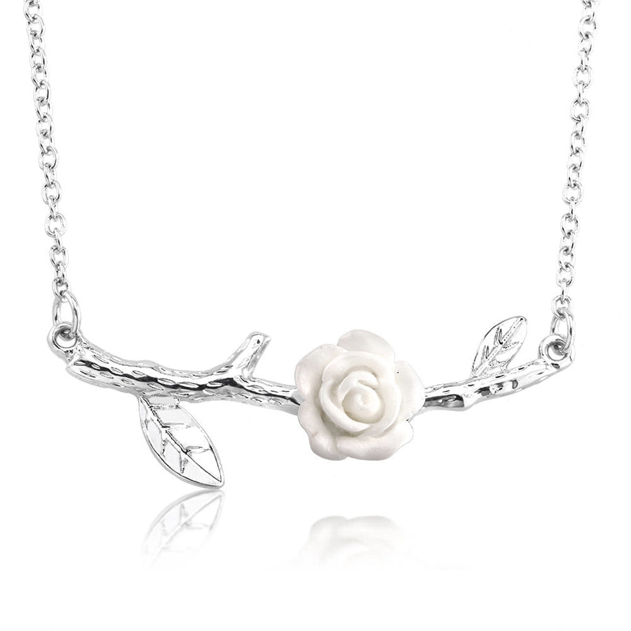 Enamel Rose Sideways Necklace Image 1