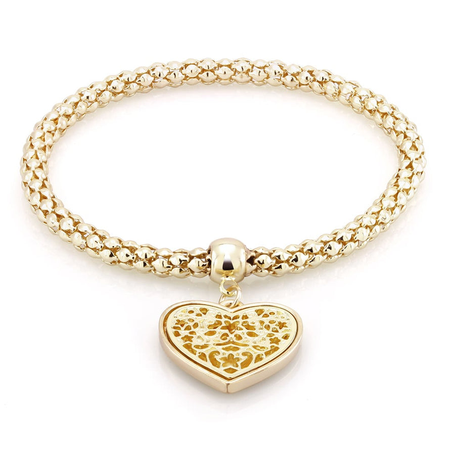 Yellow Mesh Heart Charm Bracelet Image 1
