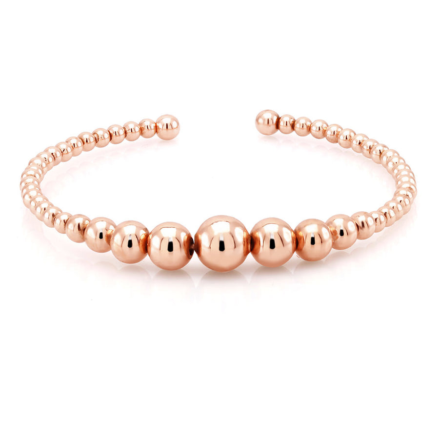 18kt Rose Gold Plated Cuff Ball Bangle Image 1