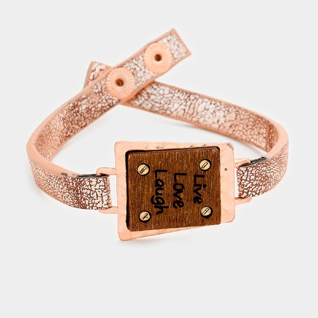 Rose "LiveLoveLaugh" Buttoned Fancy Bracelet Image 1