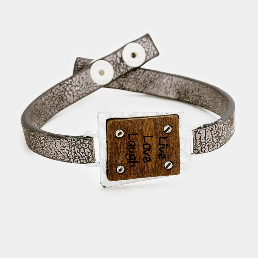 White "LiveLoveLaugh" Buttoned Fancy Bracelet Image 1