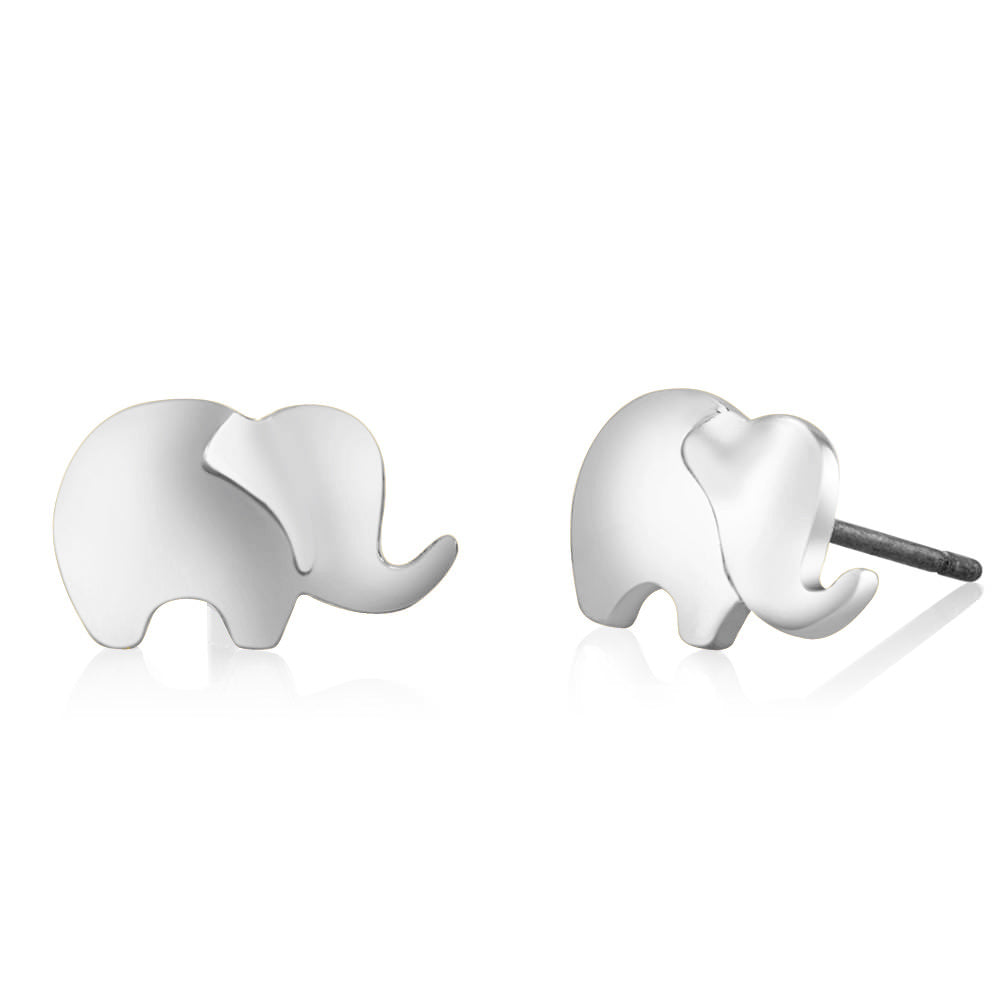 White Elephant Stud Earrings Image 1