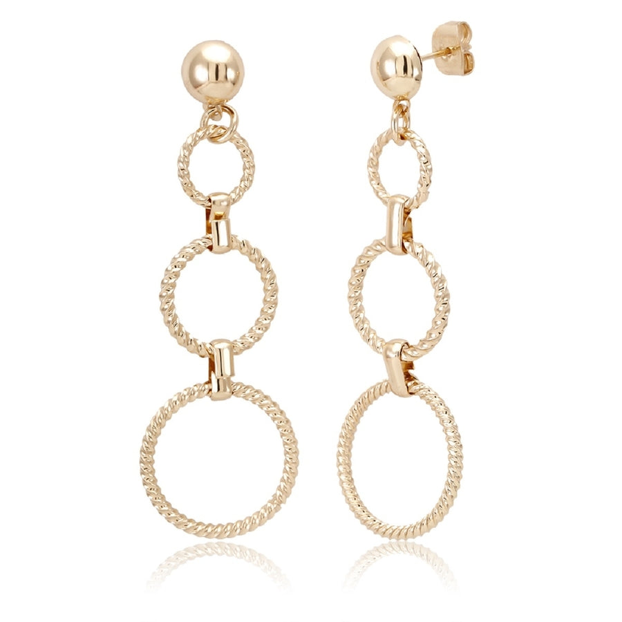 Comfort fit 18kt Yellow Gold Drop Earrings Image 1