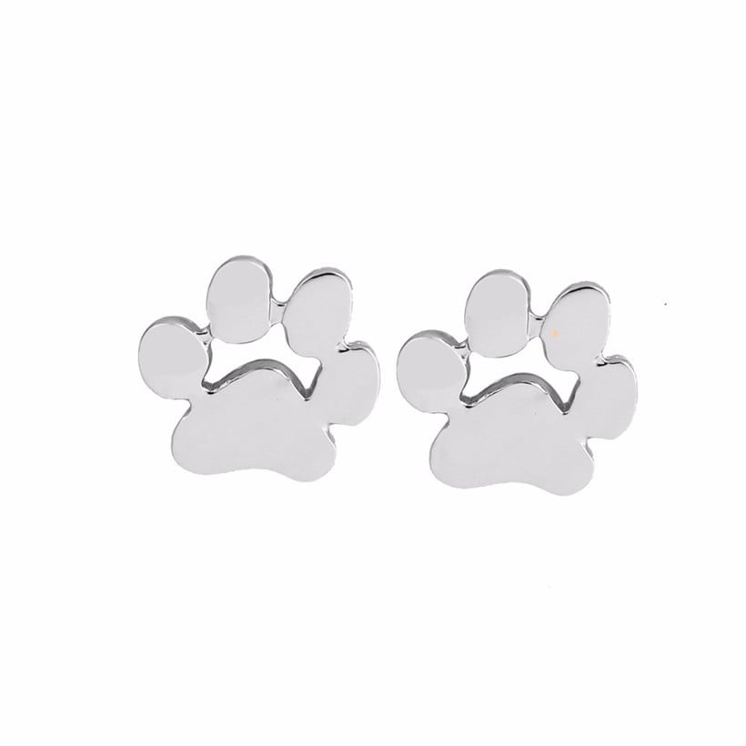 White Paw Stud Earrings Image 1