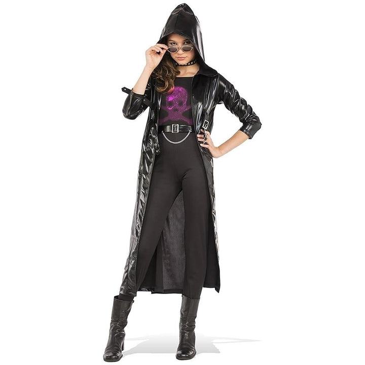 Rubies Black Goth Coat Set Costume Girl Size S 0 2 Hooded Jumpsuit Belt 630968 Image 1