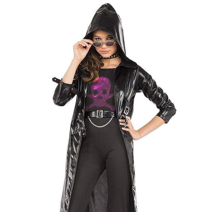 Rubies Black Goth Coat Set Costume Girl Size S 0 2 Hooded Jumpsuit Belt 630968 Image 2