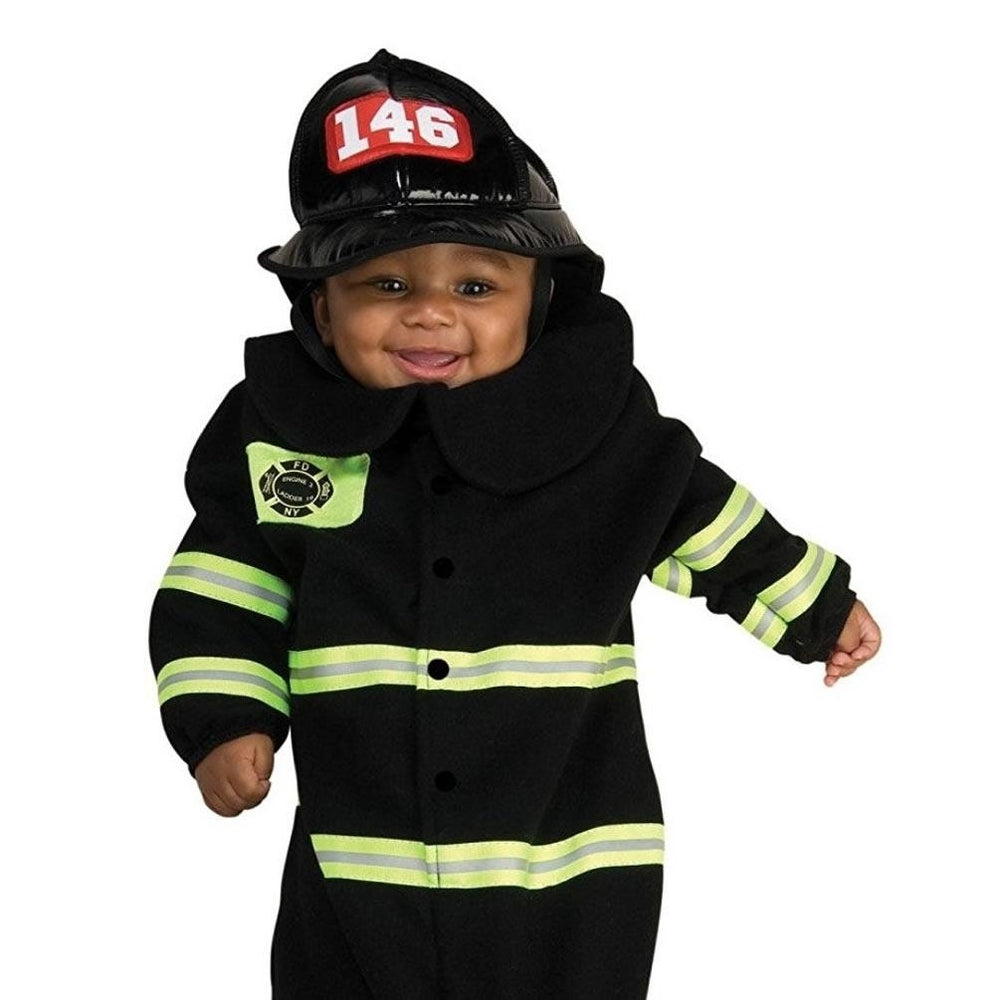 Rubies Firefighter Bunting Baby Costume 0-9 Months Newborn Outfit Red Image 2