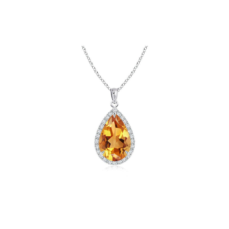 4.00 CTTW Genuine Citrine Pear Cut Gemstone Necklace Image 1