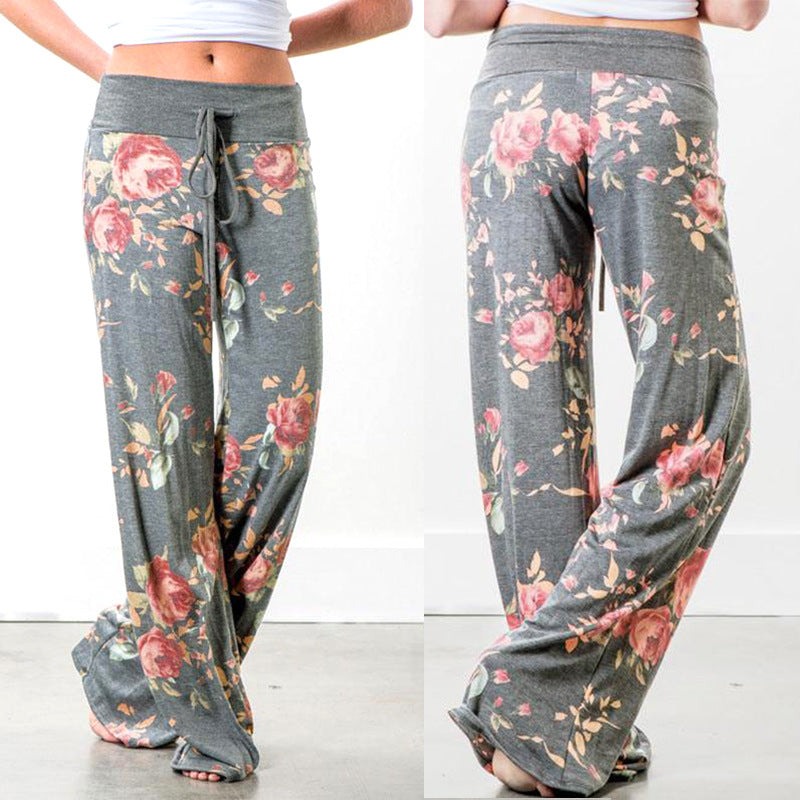 Floral Pattern Wide Leg Lounge Pants in 6 Styles Image 2