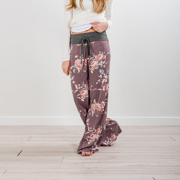 Floral Pattern Wide Leg Lounge Pants in 6 Styles Image 4