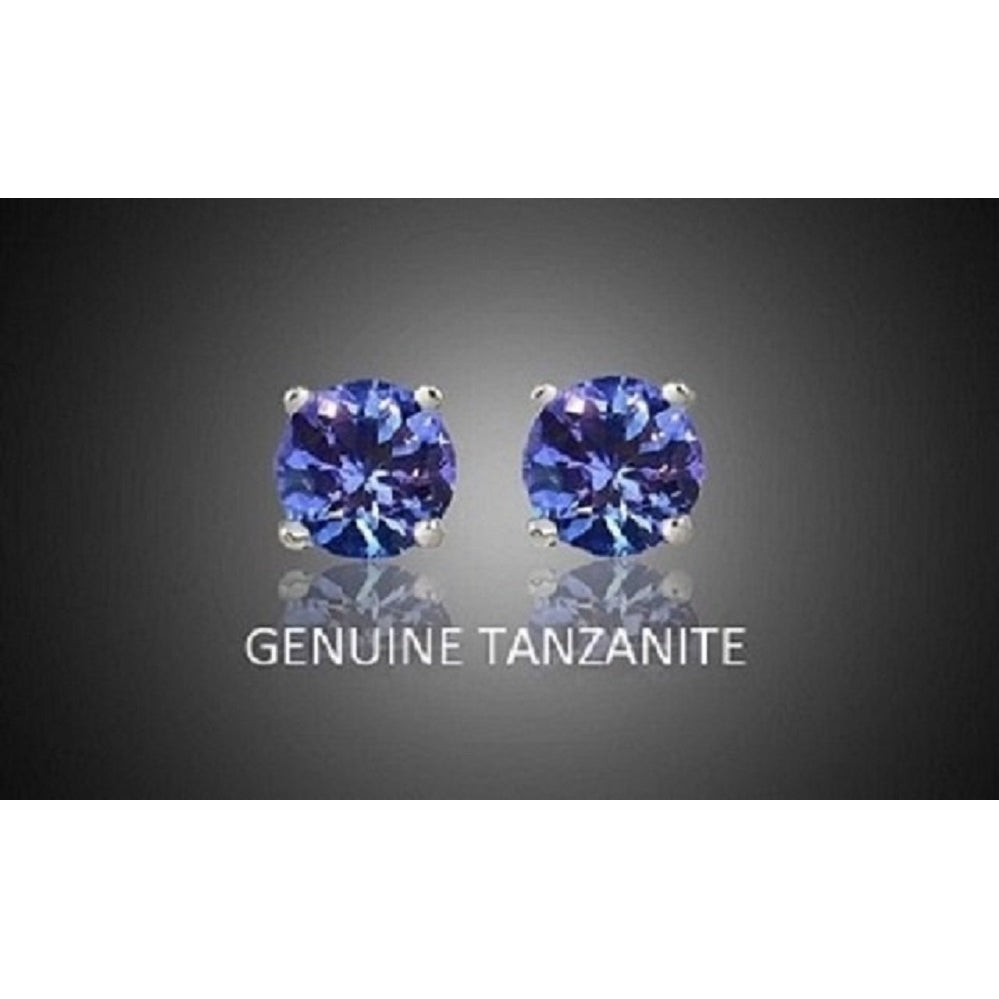 Sterling Silver Genuine Tanzanite Stud Earrings Image 2