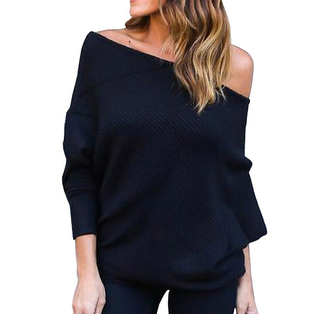 Women Sexy Off Shoulder Tops Blusa Women Long Sleeve Loose Casual Tees T shirt Image 2