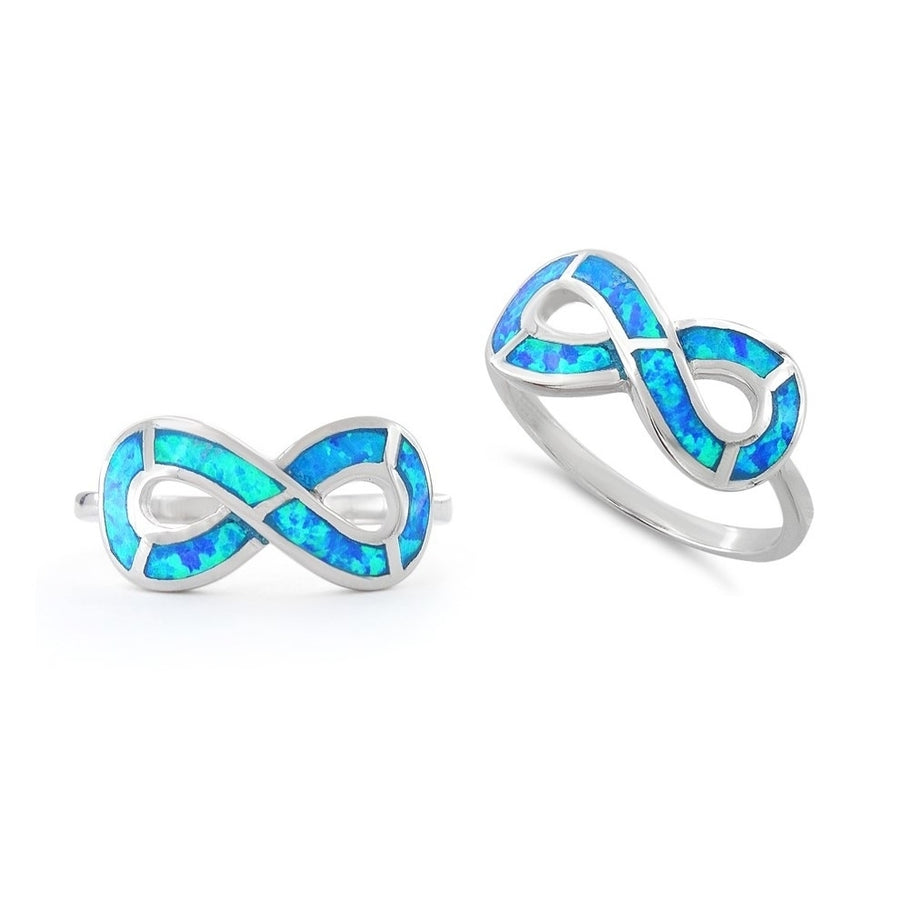 Blue Opal Infinity Ring Image 1