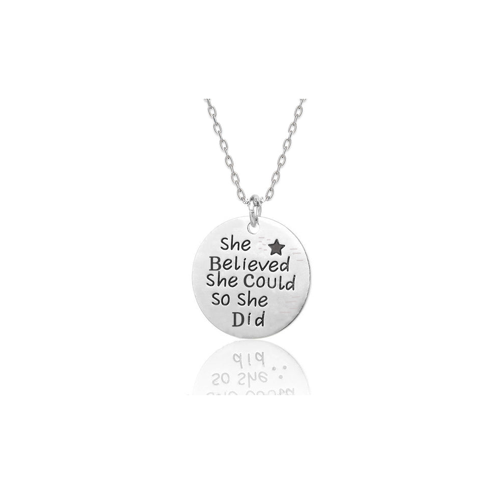 She Believed She Could So She Did Sterling Silver Necklace Image 3