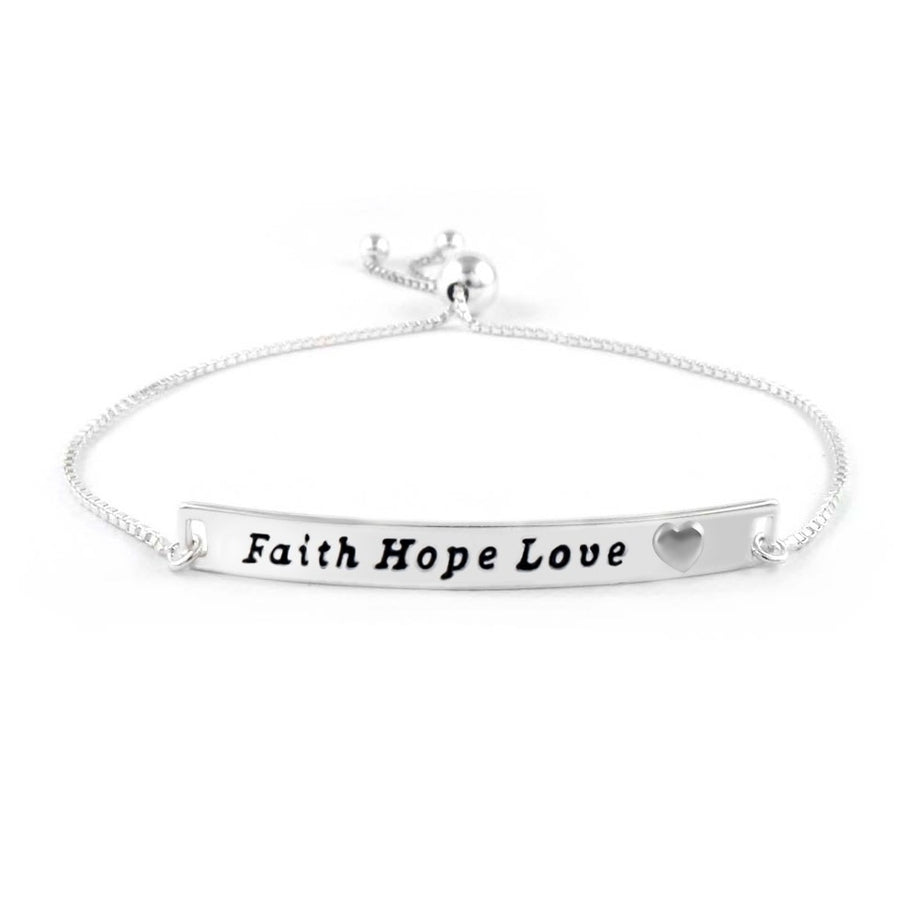 Italian Sterling Silver Faith Hope Love Adjustable Bracelet Image 1