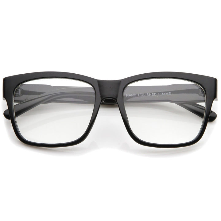 Horn Rimmed Eyeglasses Clear Lens 53mm Bold Square Frame Plastic Black Image 1