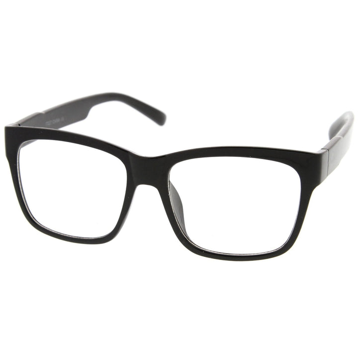 Horn Rimmed Eyeglasses Clear Lens 53mm Bold Square Frame Plastic Black Image 2