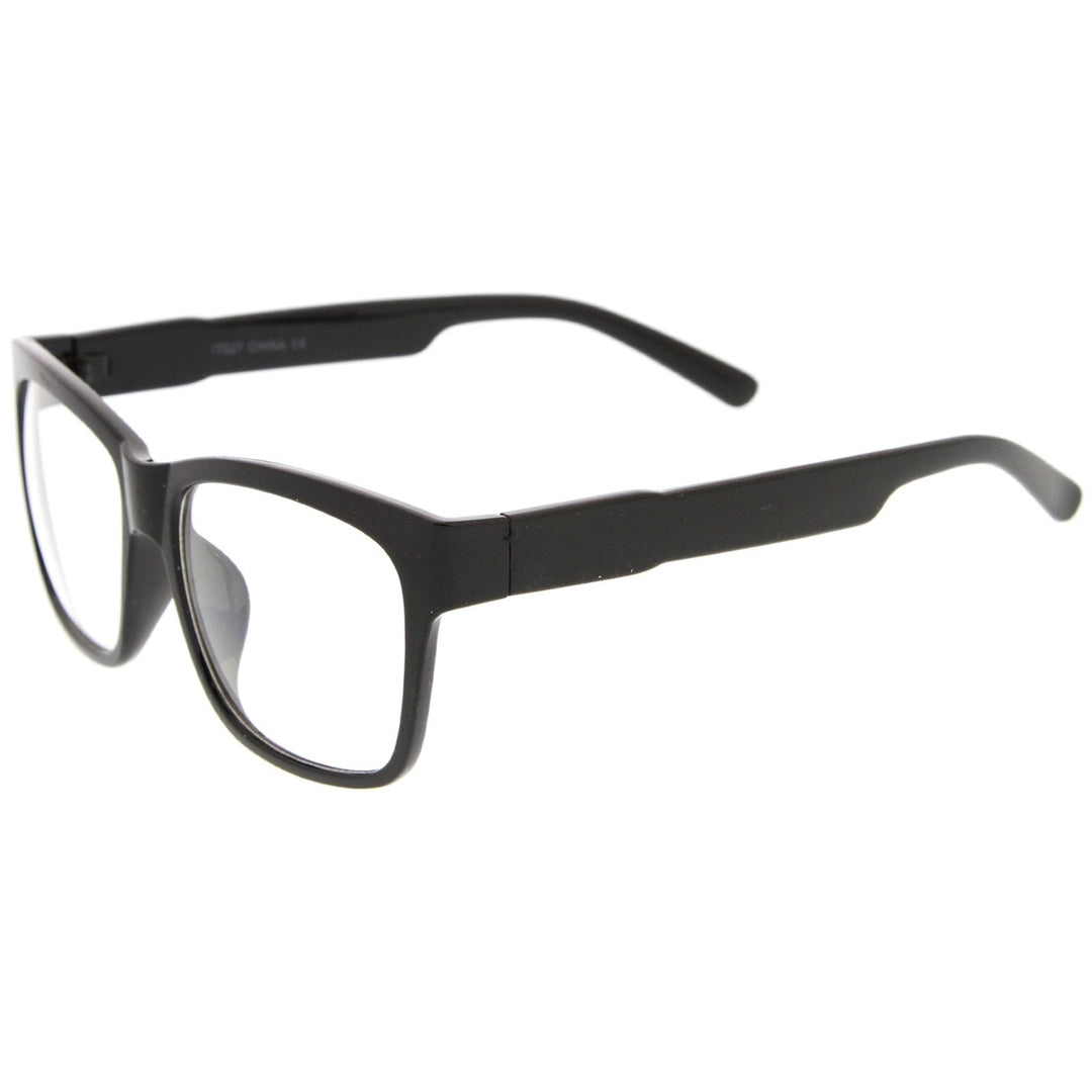 Horn Rimmed Eyeglasses Clear Lens 53mm Bold Square Frame Plastic Black Image 3