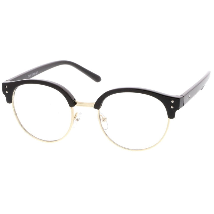 Classic Horn Rimmed Round Clear Lens Half Frame Eyeglasses 50mm Image 2